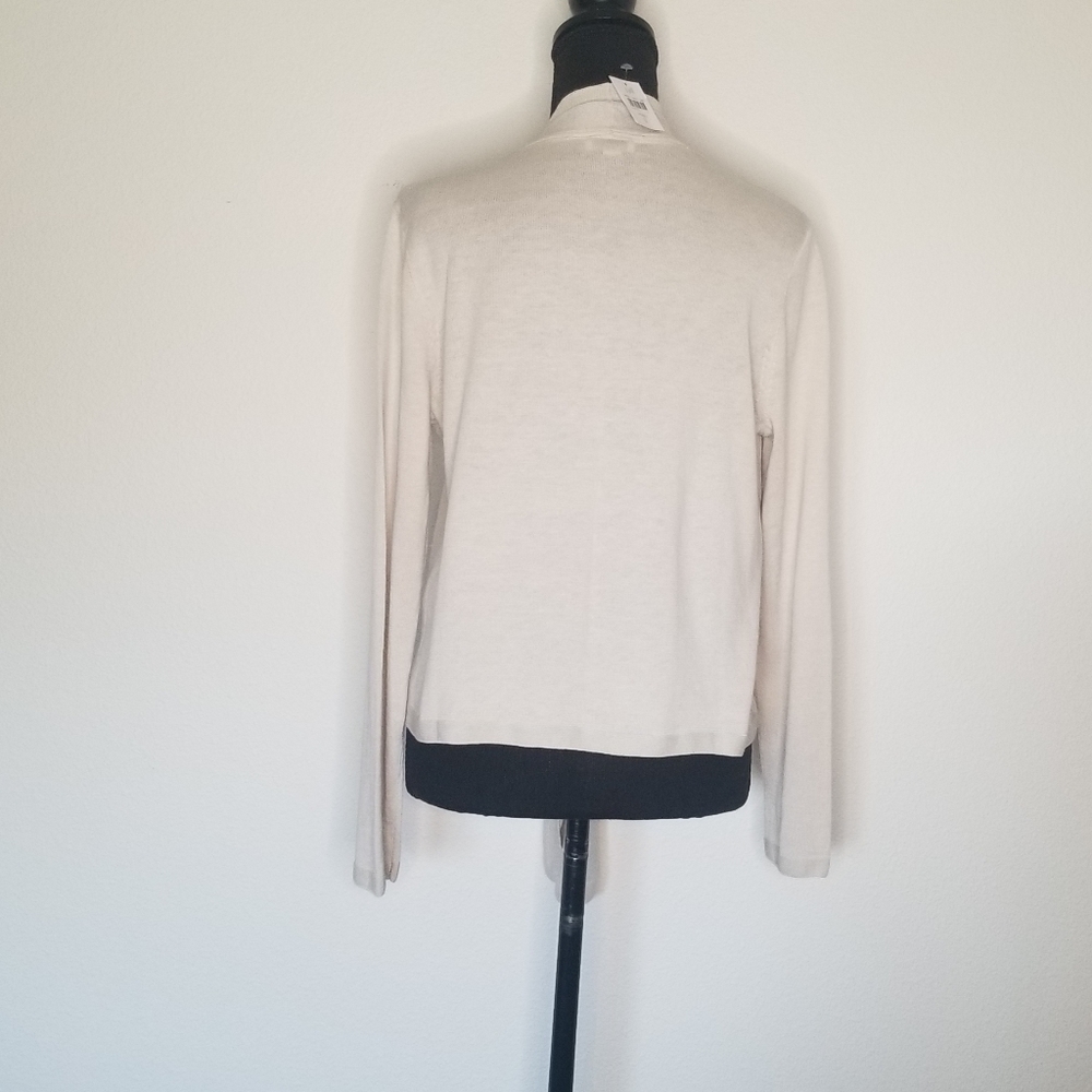 NEW J.Jill Cardigan open front waterfall linen blend neutral Basic Travel - Picture 4 of 10